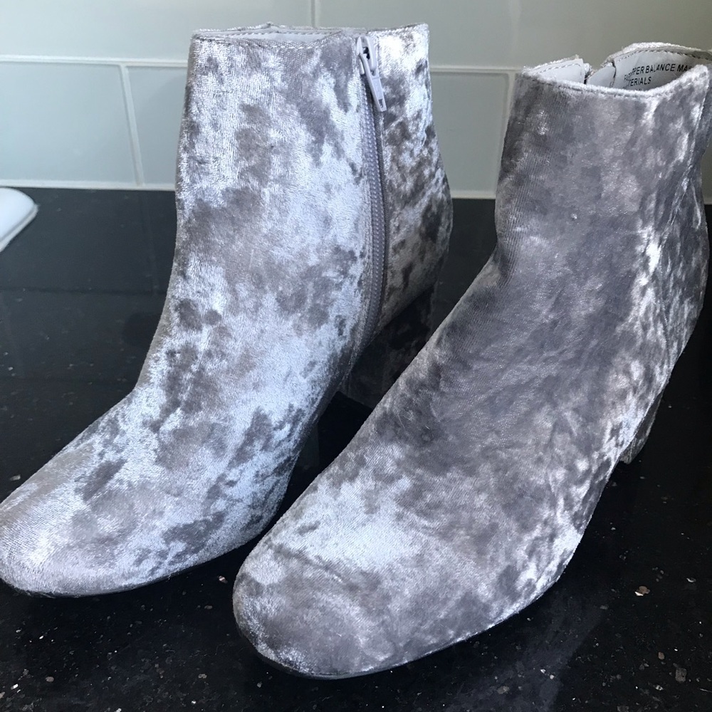 Velvet Grey/Blue Booties